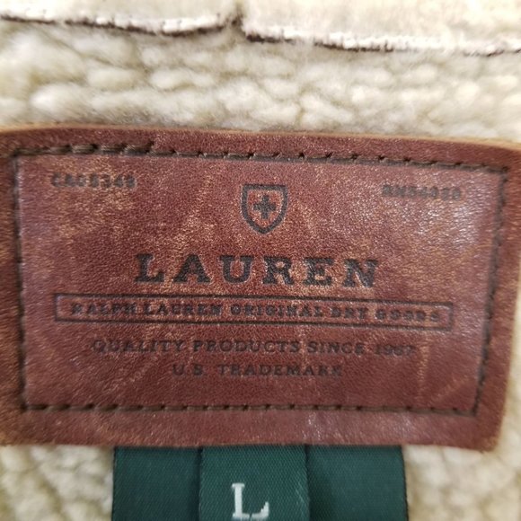 Ralph Lauren Brown Suede Sherpa Lined Coat L Rancher Western Cosplay - Picture 8 of 10